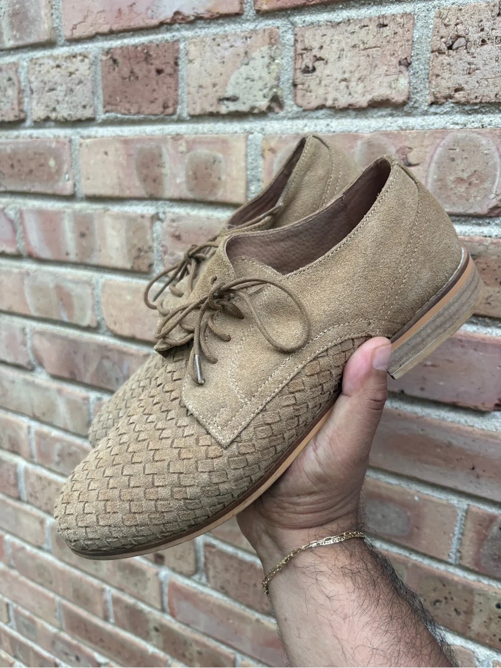 Topman Tan Woven Suede Lace-Up Oxfords